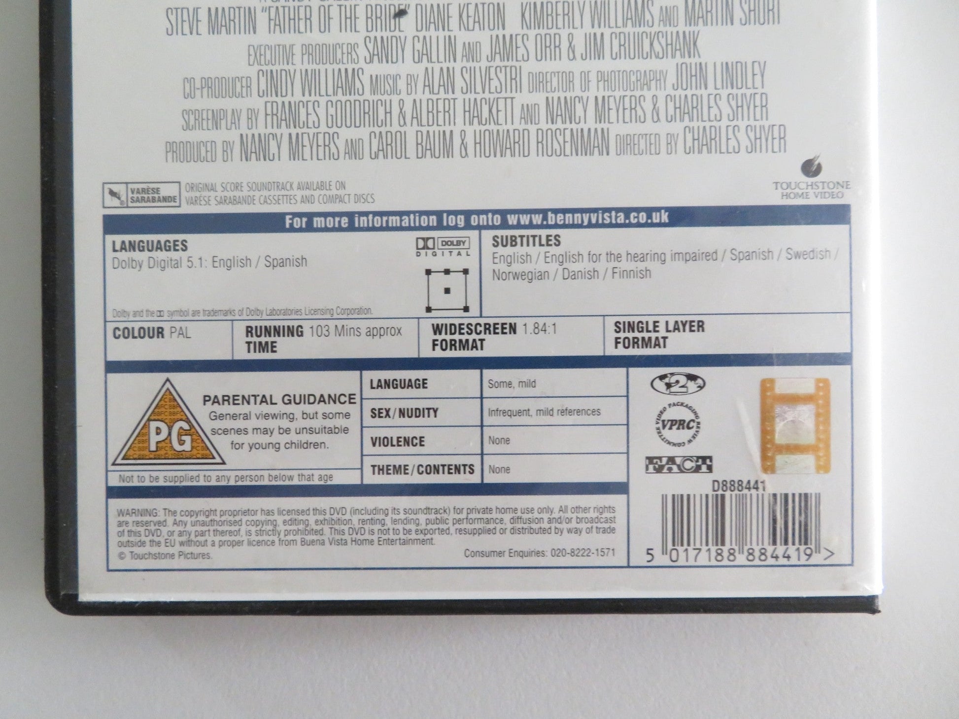 FATHER OF THE BRIDE (DVD) STEVE MARTIN DIANE KEATON 1991 REGION 2 Movie posters