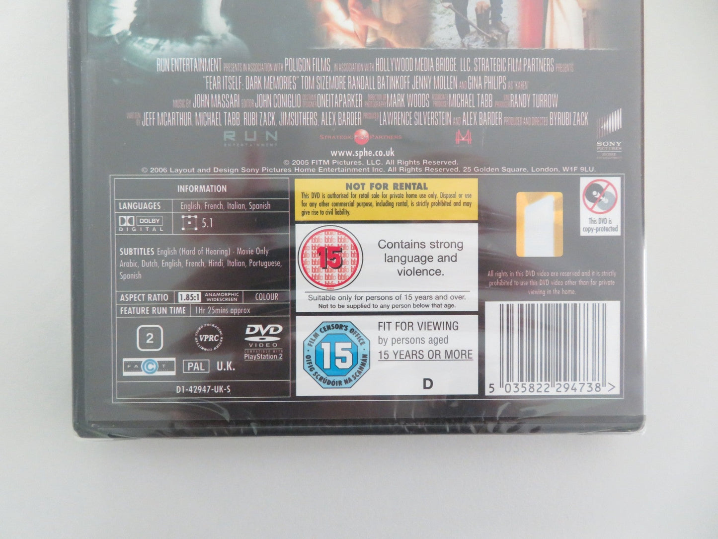 FEAR ITSELF: DARK MEMORIES (DVD) TOM SIZEMORE GINA PHILIPS 2006 REGION 2 Movie posters