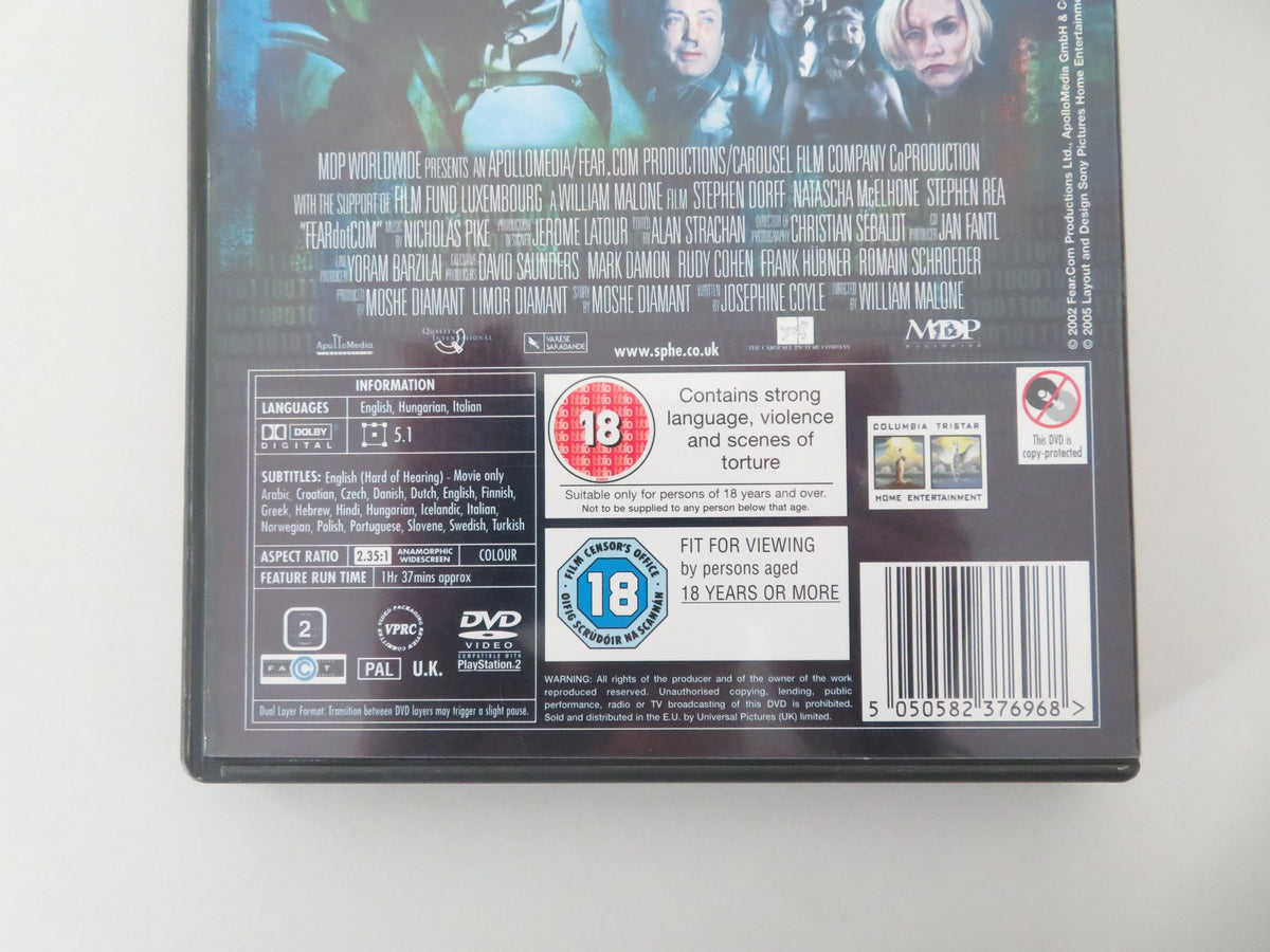 FearDotCom (DVD) Stephen Dorff Natascha McElhone 2002 Region 2 Movie posters