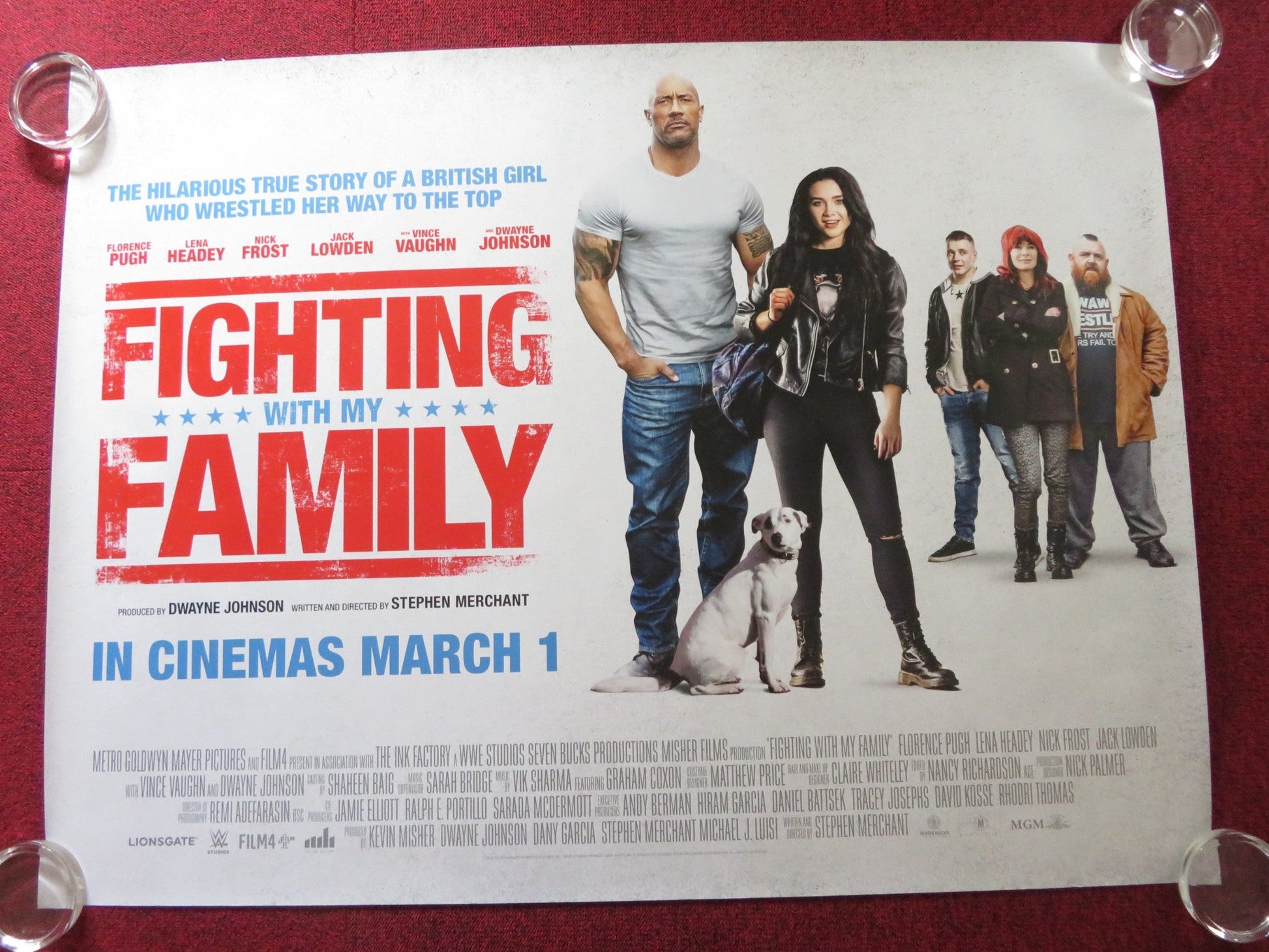 FIGHTING WITH MY FAMILY UK QUAD ROLLED POSTER NICK FROST LENA HEADEY 2019 Rendezvous Cinema Movie posters