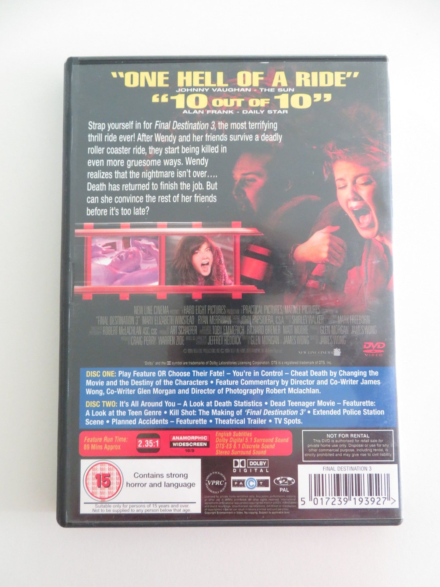 FINAL DESTINATION 3 - 2 DISC THRILL RIDE EDITION (DVD) ELIZABETH 2006 REGION 2 Movie posters