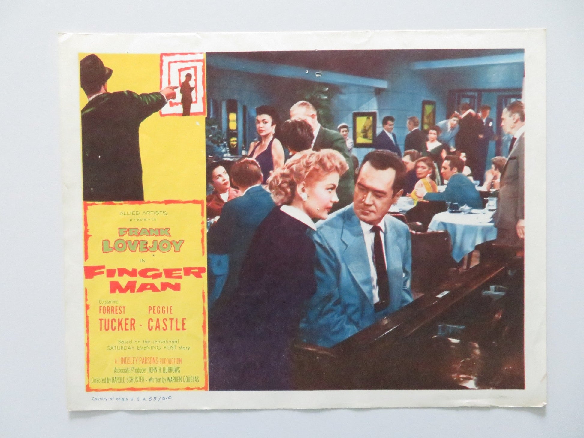 FINGER MAN - G US LOBBY CARD FRANK LOVEJOY FORREST TUCKER 1955 Rendezvous Cinema Movie posters