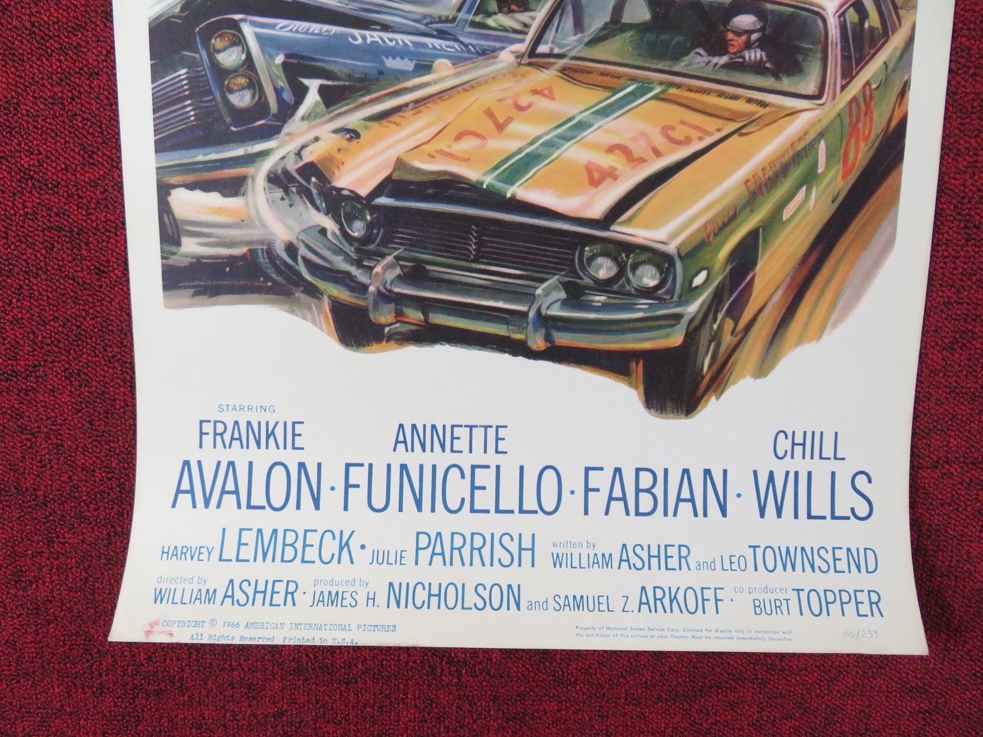 FIREBALL 500 US INSERT POSTER FRANKIE AVALON ANNETTE FUNICELLO 1966 Rendezvous Cinema Movie posters