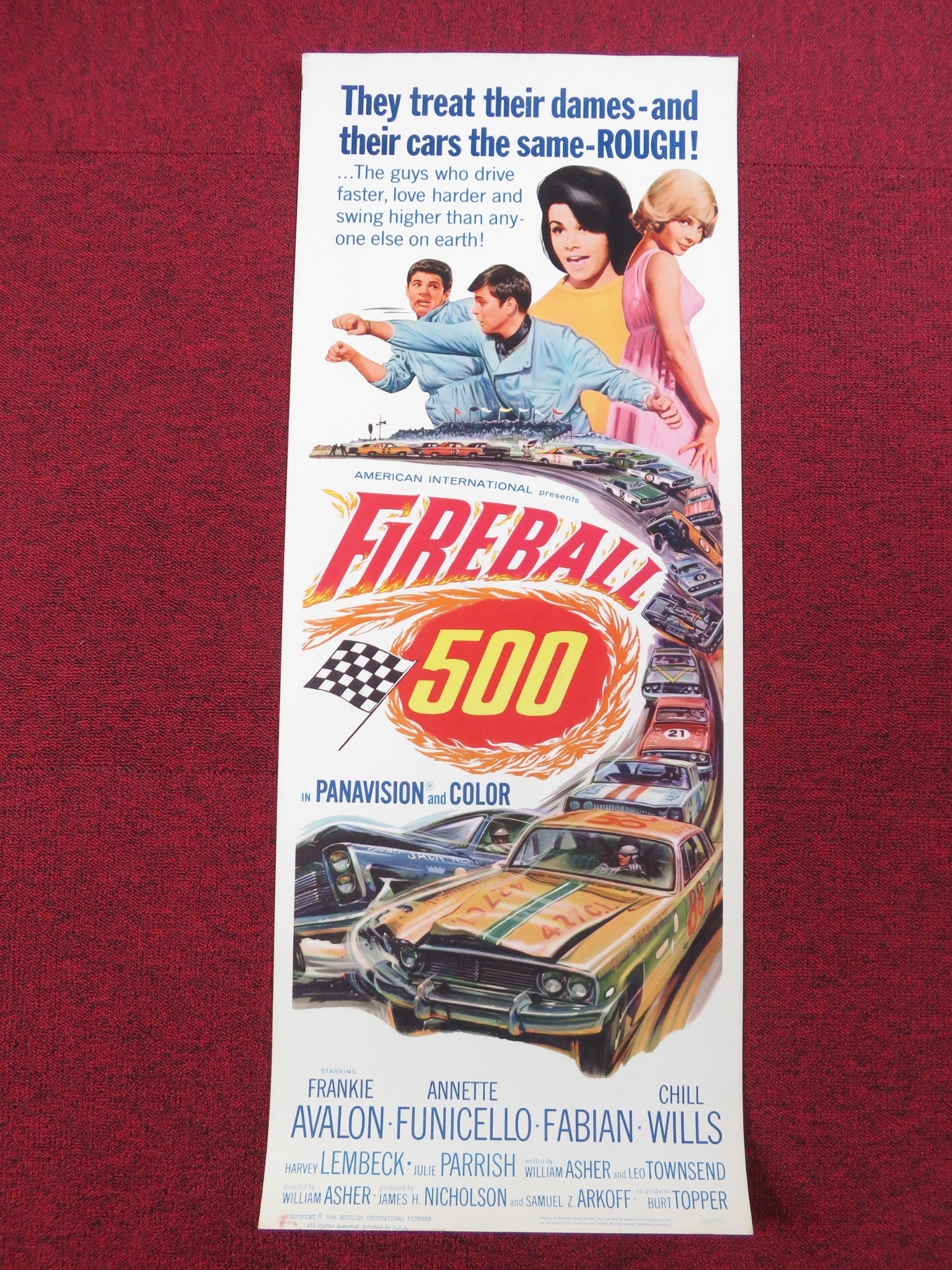 FIREBALL 500 US INSERT POSTER FRANKIE AVALON ANNETTE FUNICELLO 1966 ...