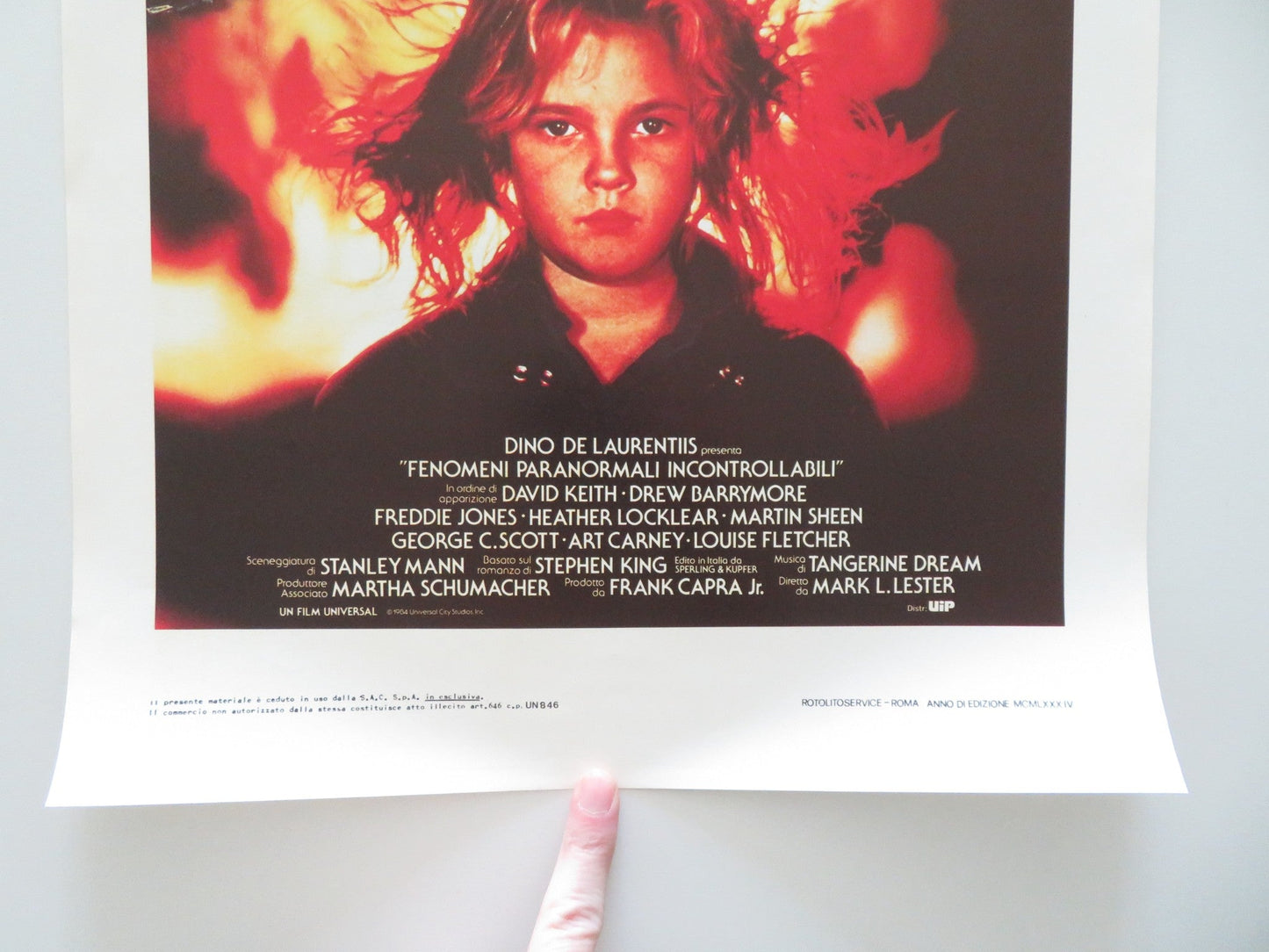 FIRESTARTER ITALIAN LOCANDINA POSTER DREW BARRYMORE DAVID KEITH KING 1984 Movie posters