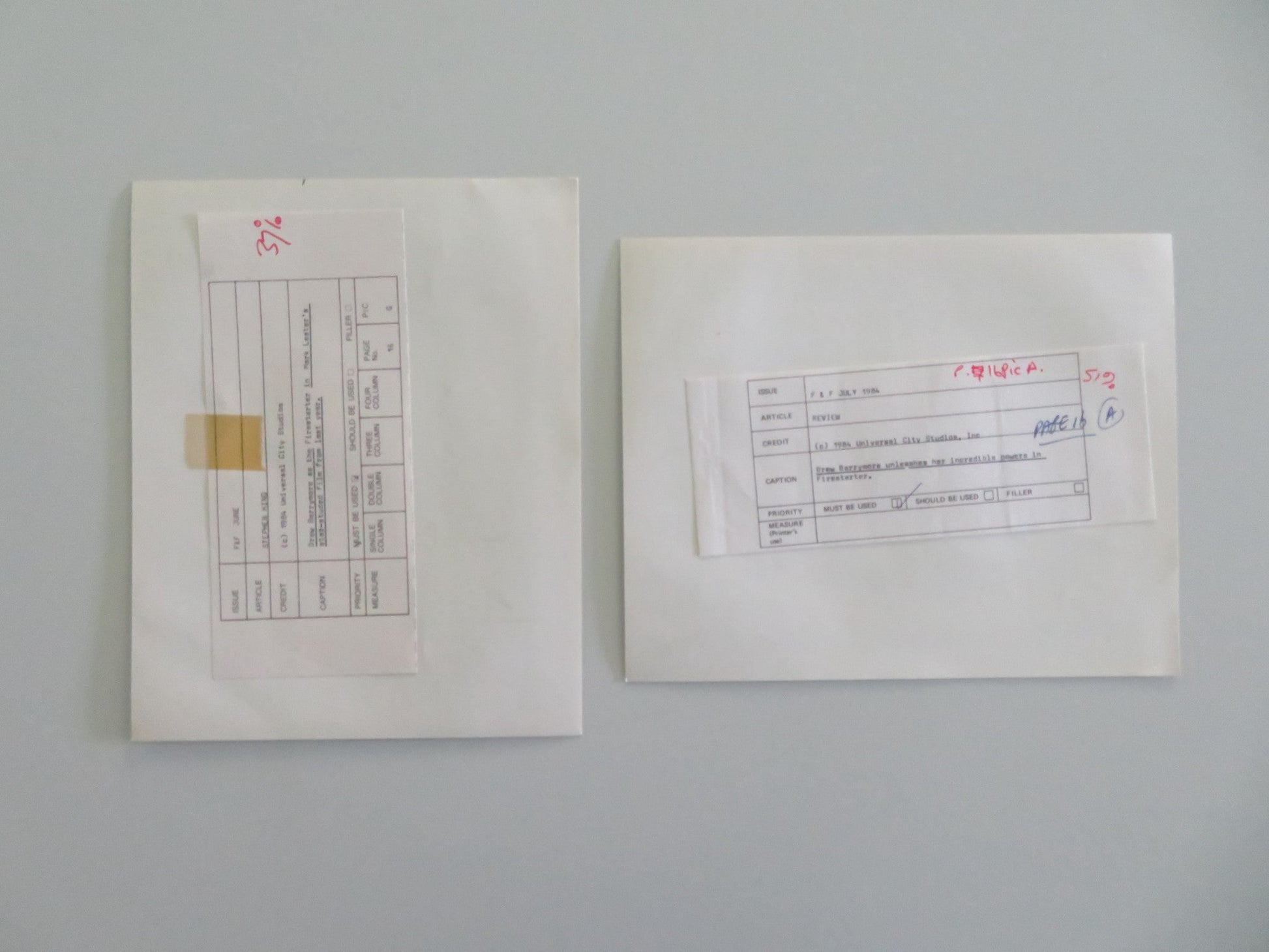 FIRESTARTER MOVIE STILL PHOTO LOT OF 2 DREW BARRYMORE HEATHER LOCKLEAR 1984 Movie posters