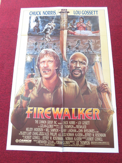 FIREWALKER FOLDED US ONE SHEET POSTER CANNON CHUCK NORRIS LOU GOSSETT 1986 Rendezvous Cinema Movie posters