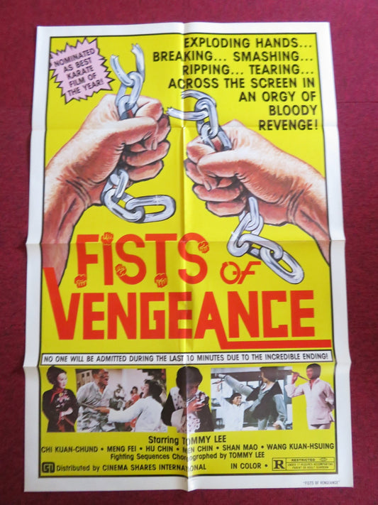 FISTS OF VENGEANCE FOLDED US ONE SHEET POSTER CHI KUAN - CHUND MENG FEI 1977 Rendezvous Cinema Movie posters
