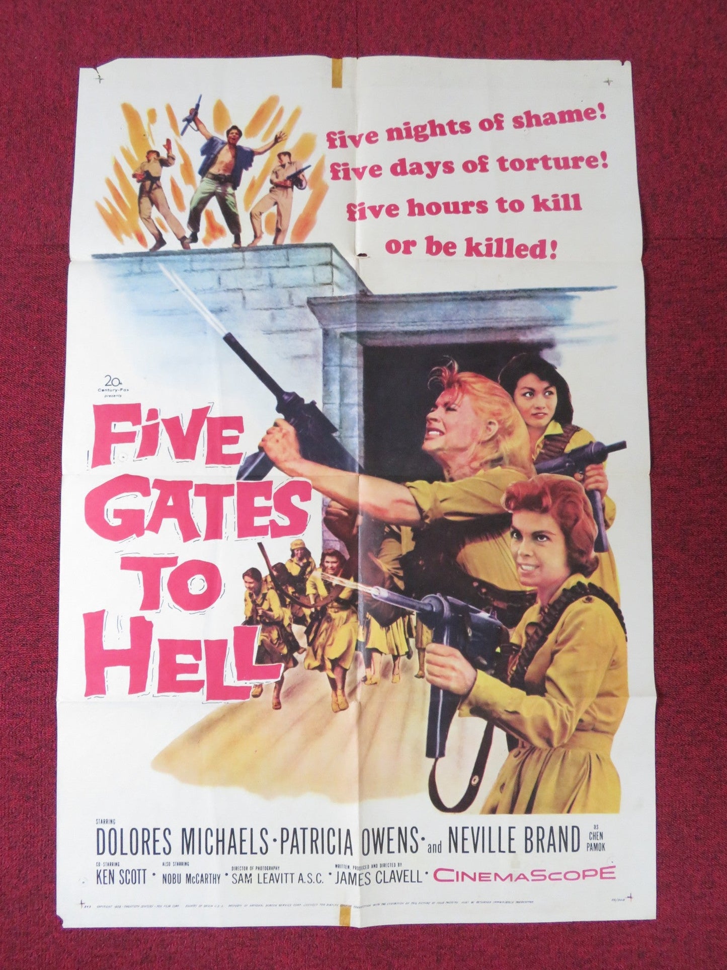 FIVE GATES TO HELL FOLDED US ONE SHEET POSTER DOLORES MICHAELS P. OWENS 1959 Rendezvous Cinema Movie posters