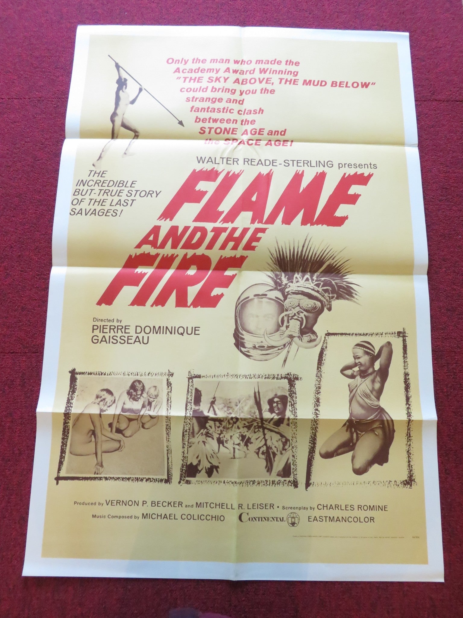 FLAME AND THE FIRE FOLDED US ONE SHEET POSTER PIERRE - DOMINIQUE GAISSEAU 1966 Rendezvous Cinema Movie posters
