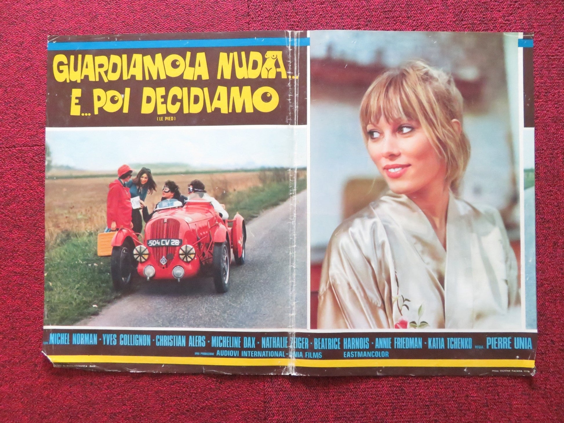 FLAT OUT - A ITALIAN FOTOBUSTA POSTER MICHEL NORMAN YVES COLLIGNON 1976 Rendezvous Cinema Movie posters