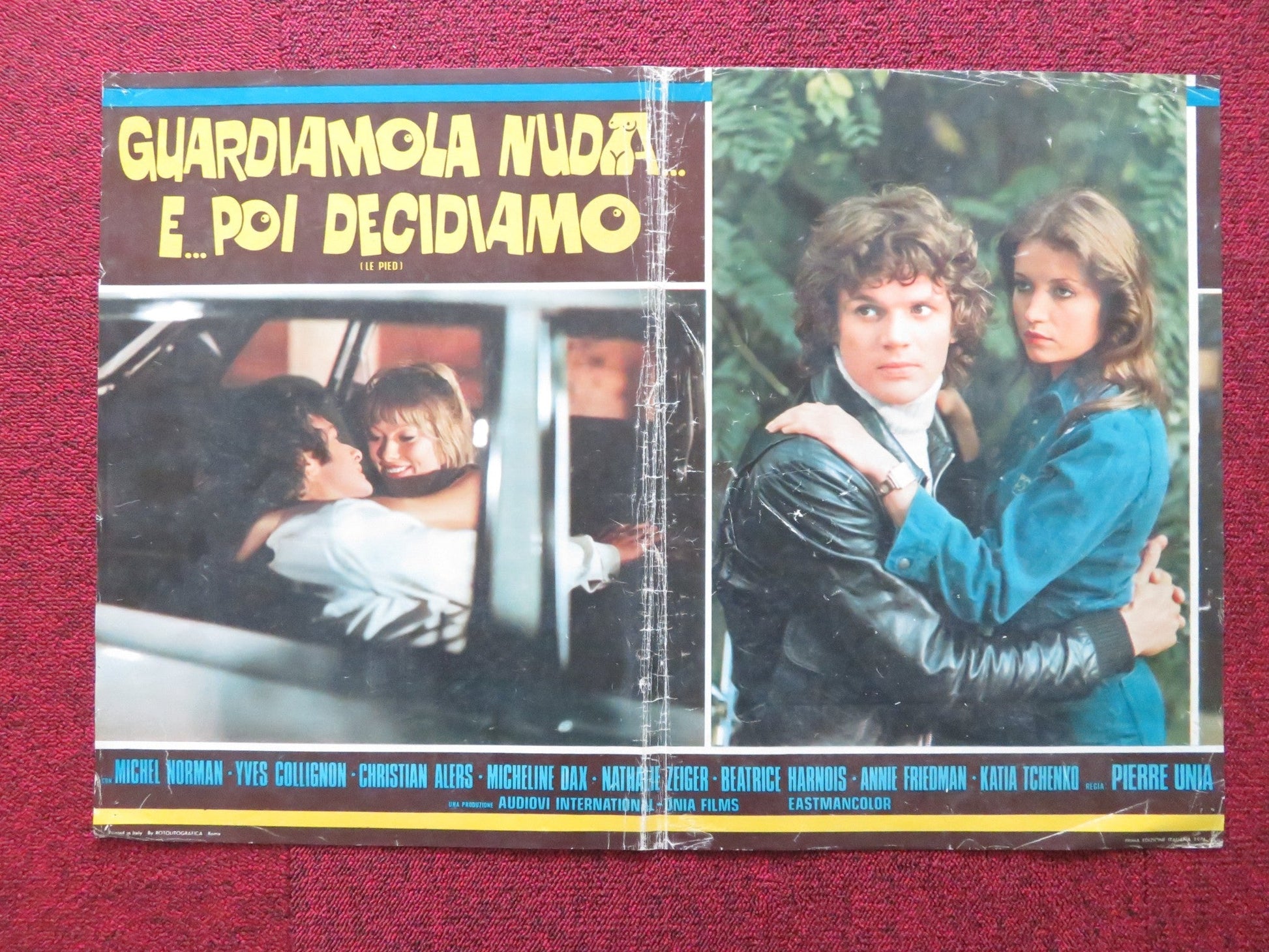 FLAT OUT - B ITALIAN FOTOBUSTA POSTER MICHEL NORMAN YVES COLLIGNON 1976 Rendezvous Cinema Movie posters