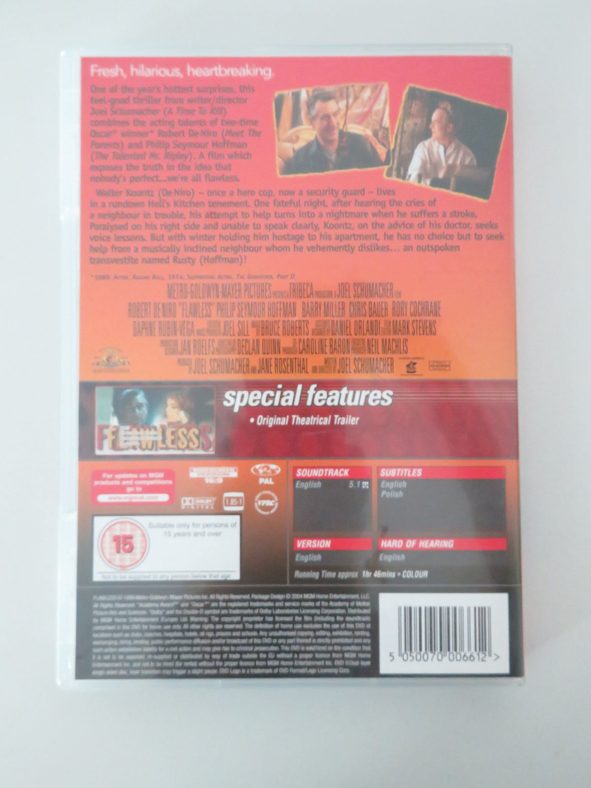 Flawless (DVD) Robert De Niro Philip Seymour Hoffman 1999 Region 2 Movie posters