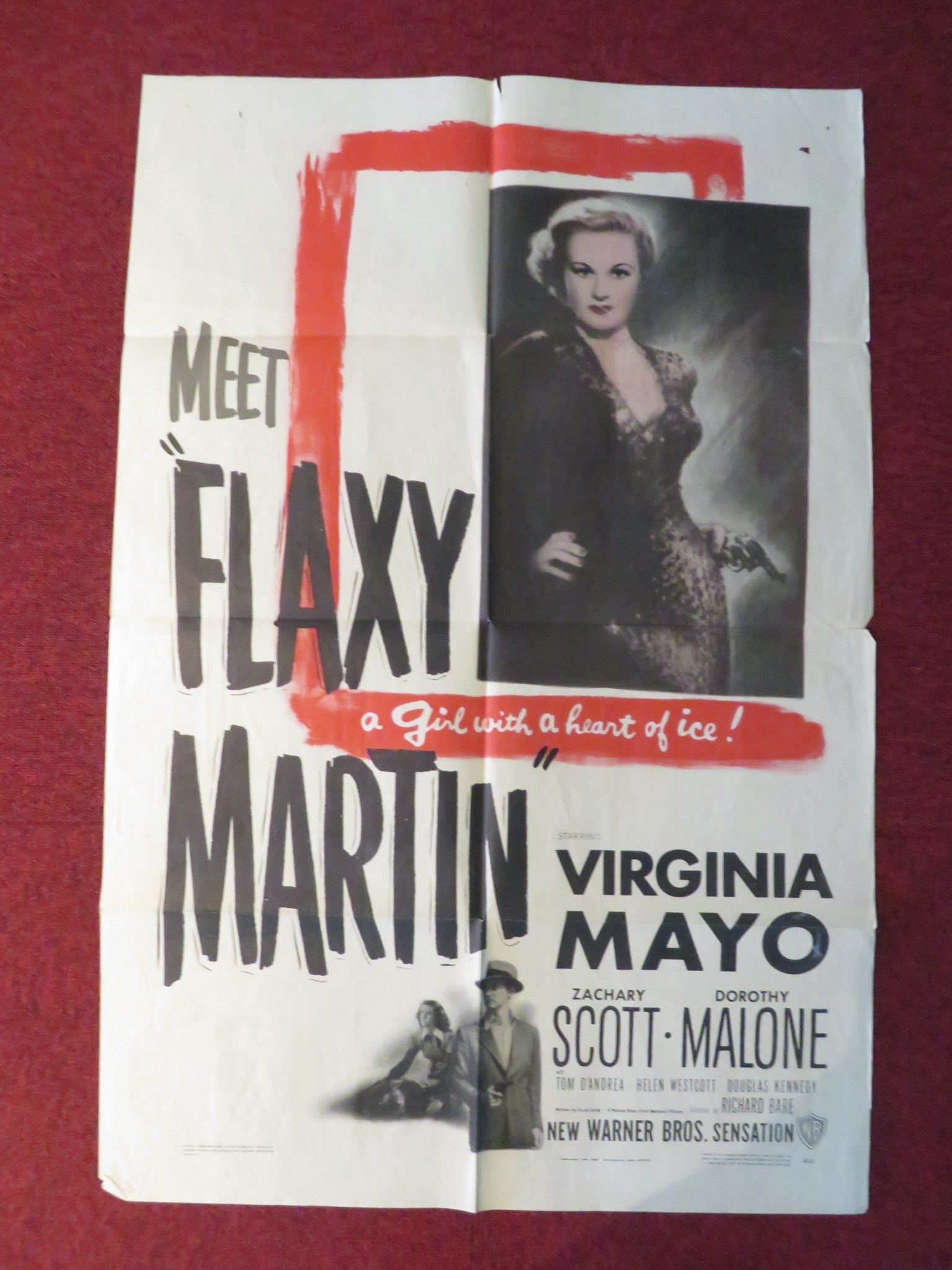 FLAXY MARTIN FOLDED US ONE SHEET POSTER VIRGINIA MAYO ZACHARY SCOTT 1949 Rendezvous Cinema Movie posters