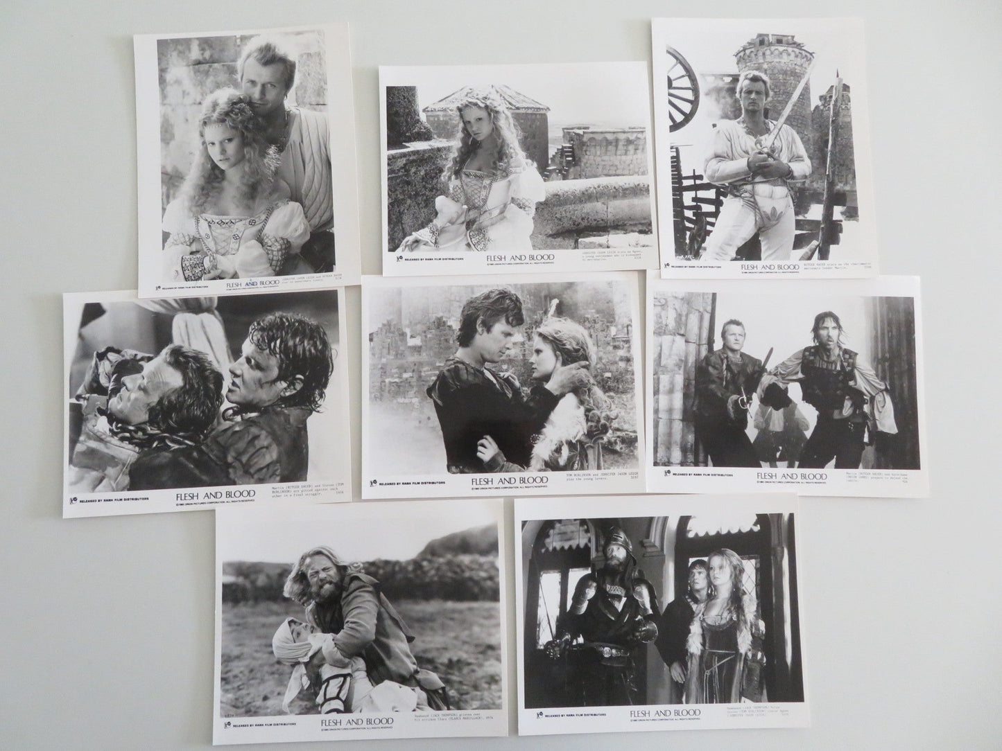 FLESH + BLOOD MOVIE STILL PHOTO LOT OF 8 RUTGER HAUER JENNIFER JASON LEIGH 1985 Movie posters