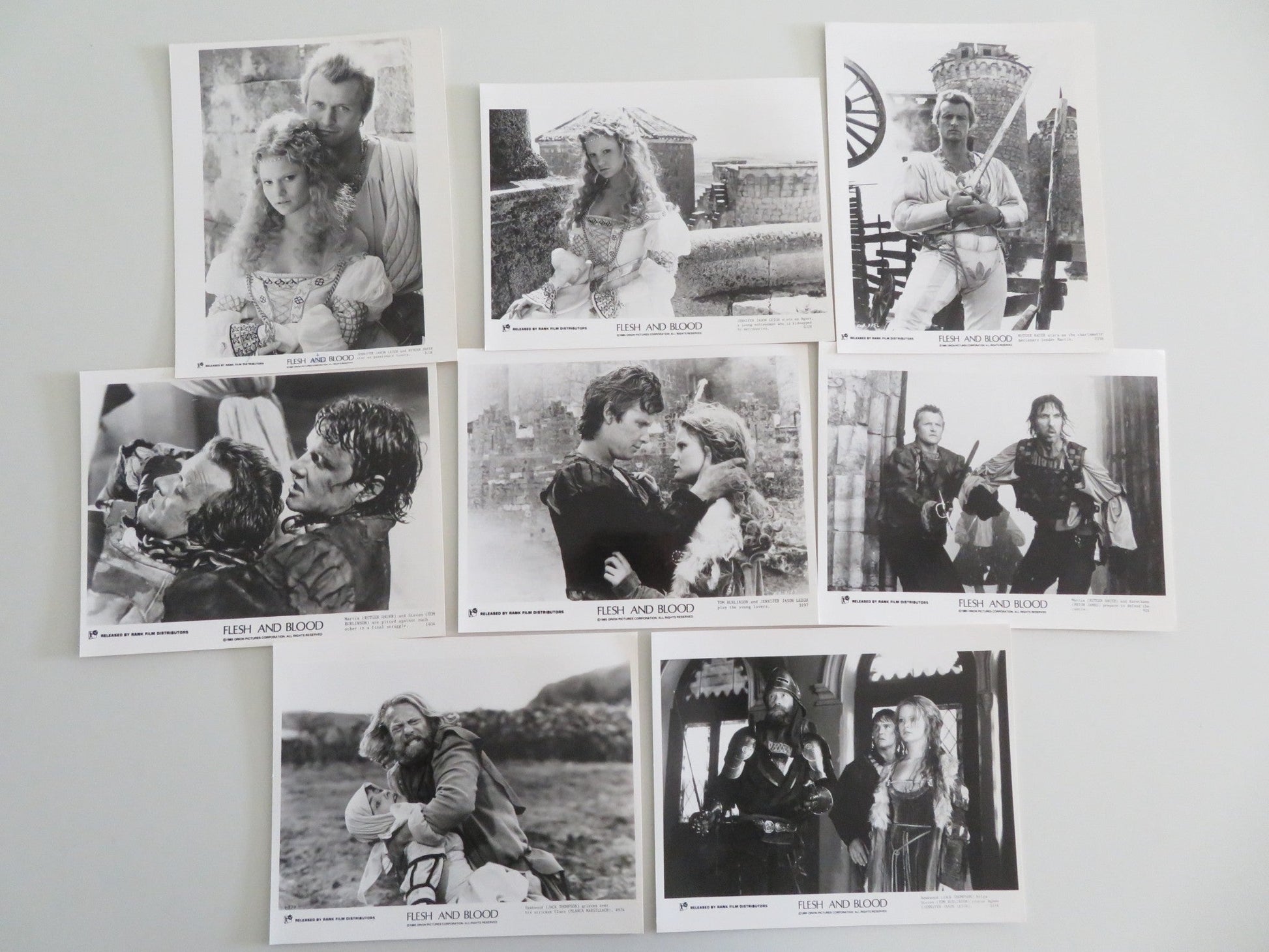 FLESH + BLOOD MOVIE STILL PHOTO LOT OF 8 RUTGER HAUER JENNIFER JASON LEIGH 1985 Movie posters
