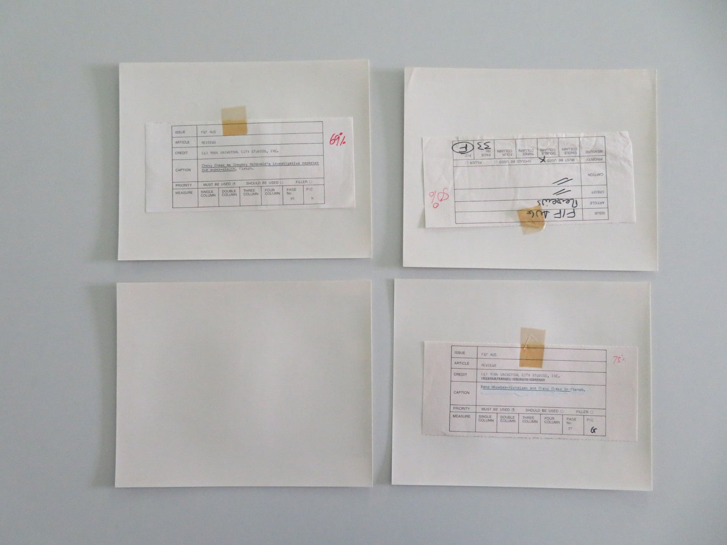 FLETCH MOVIE STILL PHOTO LOT OF 4 CHEVY CHASE DANA WHEELER - NICHOLSON 1985 Movie posters