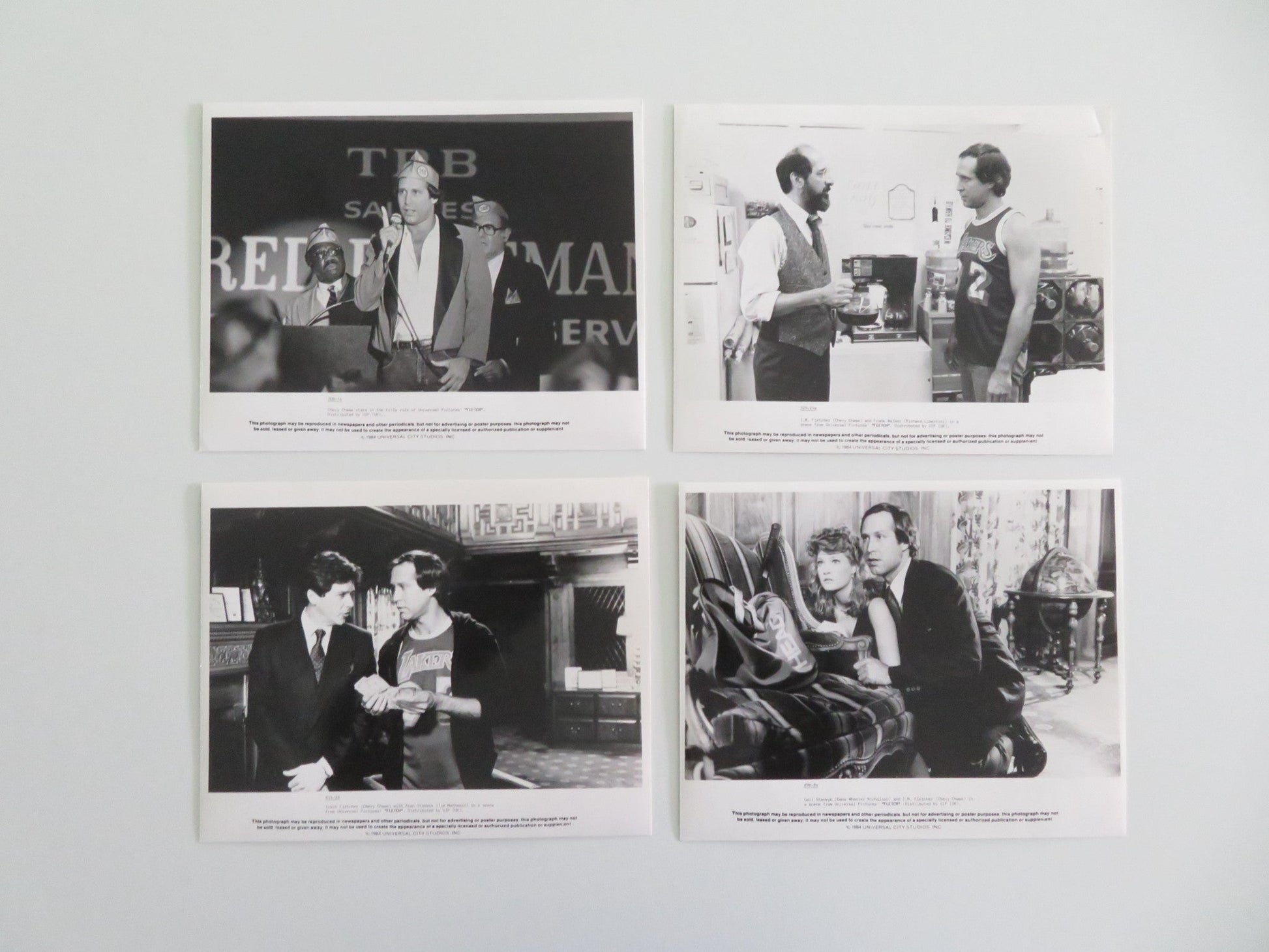 FLETCH MOVIE STILL PHOTO LOT OF 4 CHEVY CHASE DANA WHEELER - NICHOLSON 1985 Movie posters