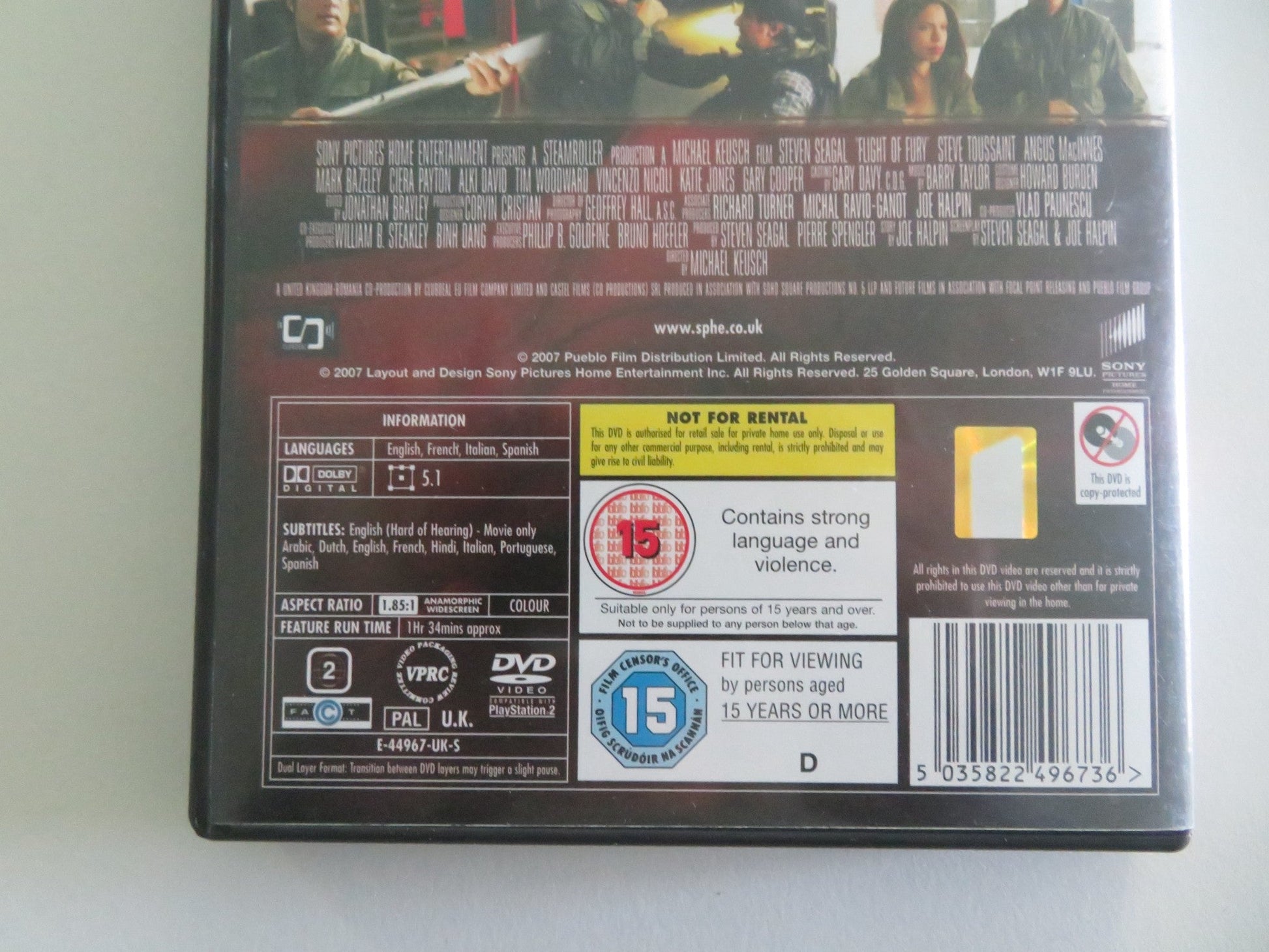 Flight of Fury (DVD) Steven Seagal Steve Toussaint 2007 Region 2 Movie posters