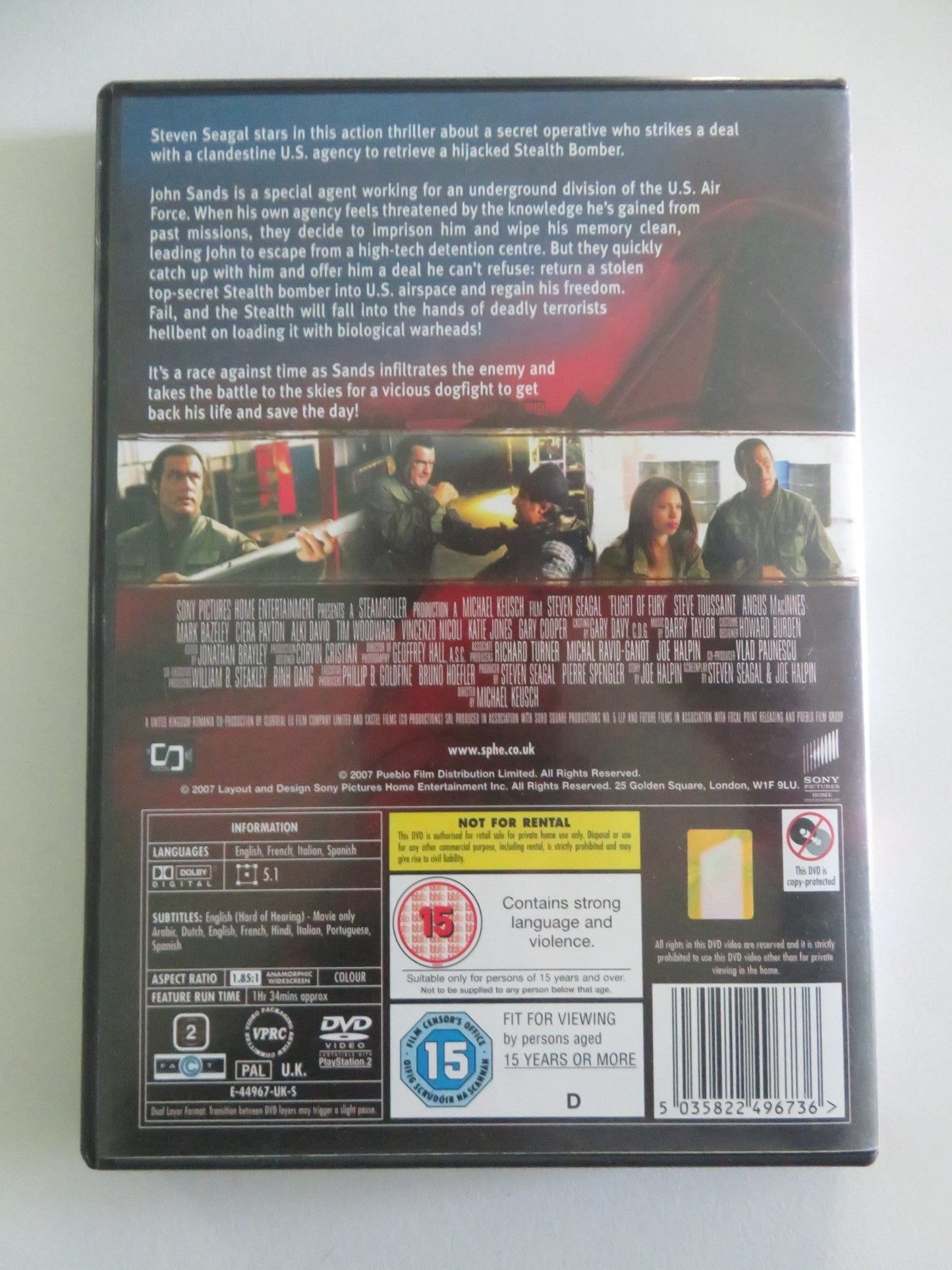 Flight of Fury (DVD) Steven Seagal Steve Toussaint 2007 Region 2 Movie posters