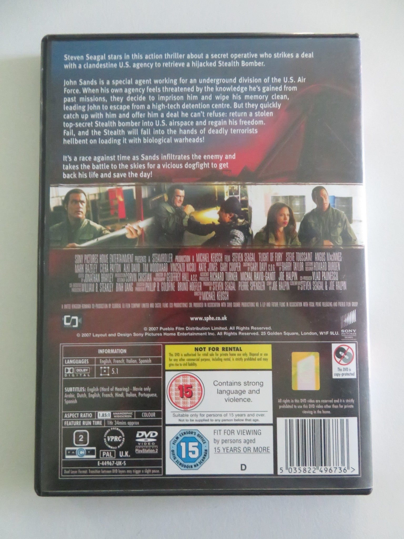 Flight of Fury (DVD) Steven Seagal Steve Toussaint 2007 Region 2 Movie posters