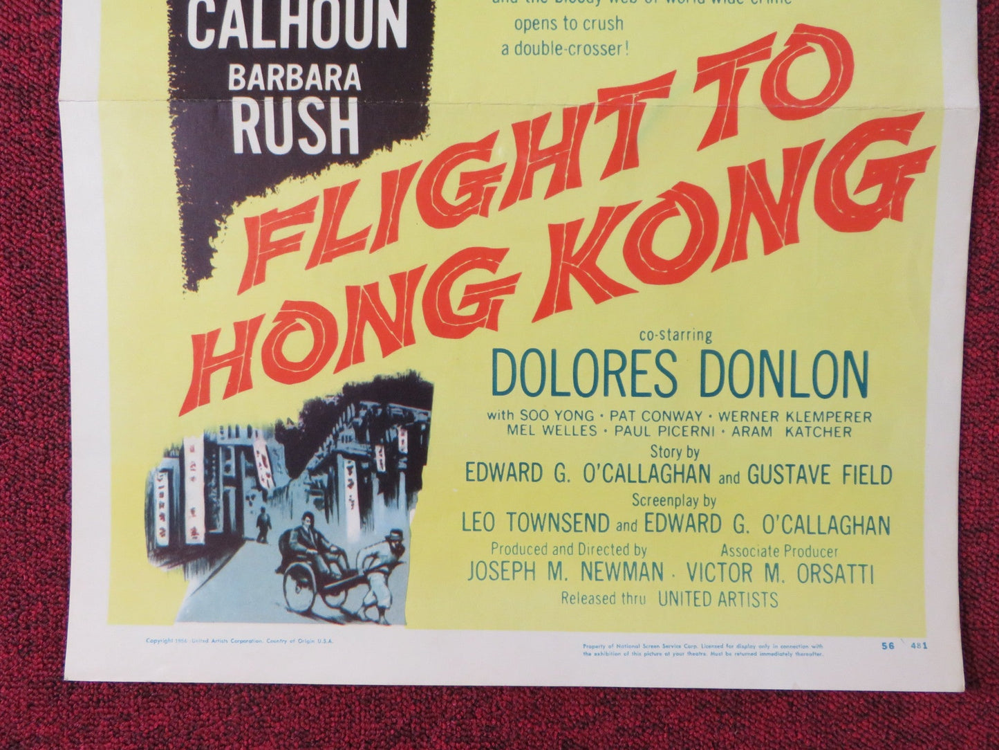 FLIGHT TO HONG KONG US INSERT POSTER RORY CALHOUN BARBARA RUSH 1956 Rendezvous Cinema Movie posters