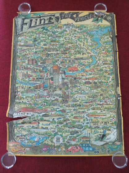 FLINT MICHIGAN MAP POSTER ROLLED 1973 Movie posters