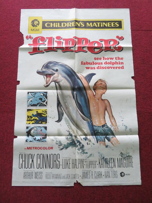 FLIPPER FOLDED US ONE SHEET POSTER CHUCK CONNORS LUKE HALPIN R1970 Movie posters