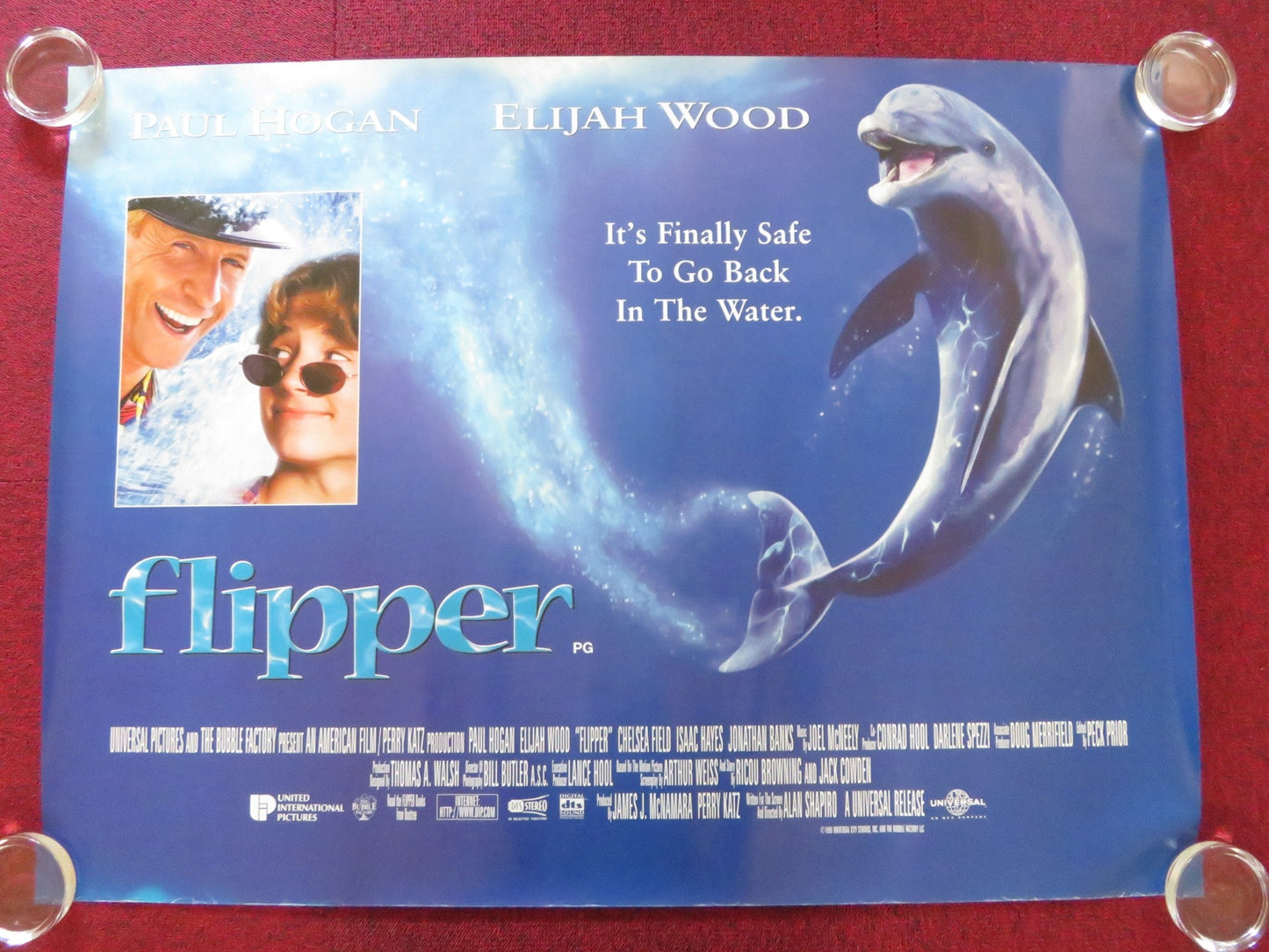 FLIPPER UK QUAD ROLLED POSTER ELIJAH WOOD PAUL HOGAN 1996 Rendezvous Cinema Movie posters