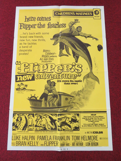 FLIPPER'S NEW ADVENTURE FOLDED US ONE SHEET POSTER LUKE HALPIN P. FRANKLIN R1972 Movie posters