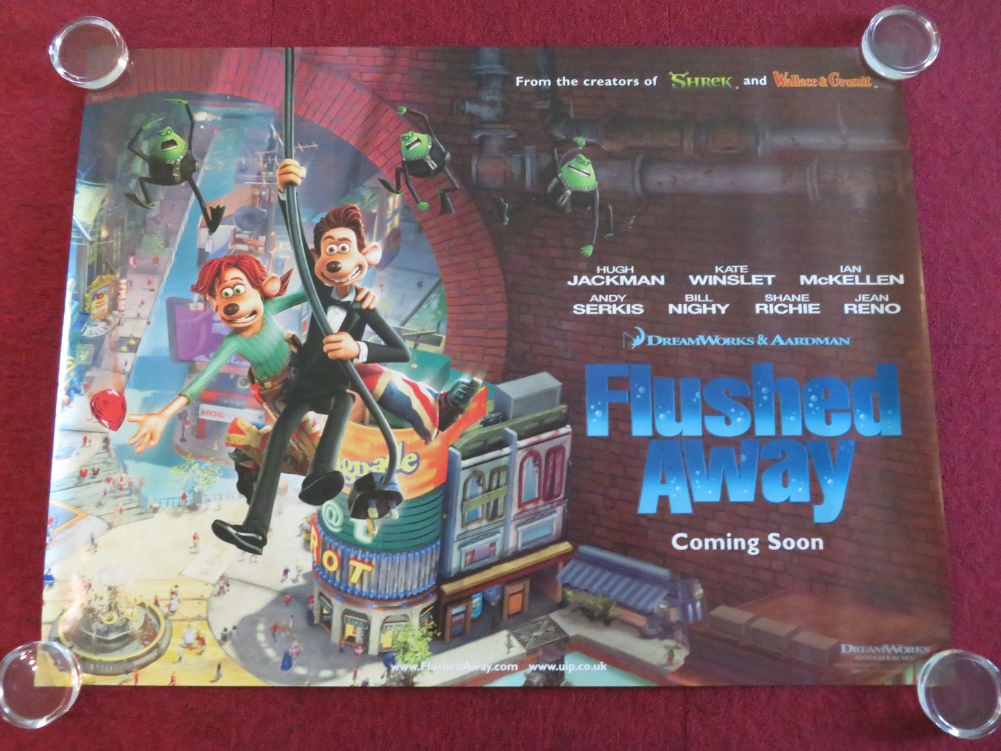 FLUSHED AWAY - B UK QUAD ROLLED POSTER HUGH JACKMAN KATE WINSLET 2006 Movie posters