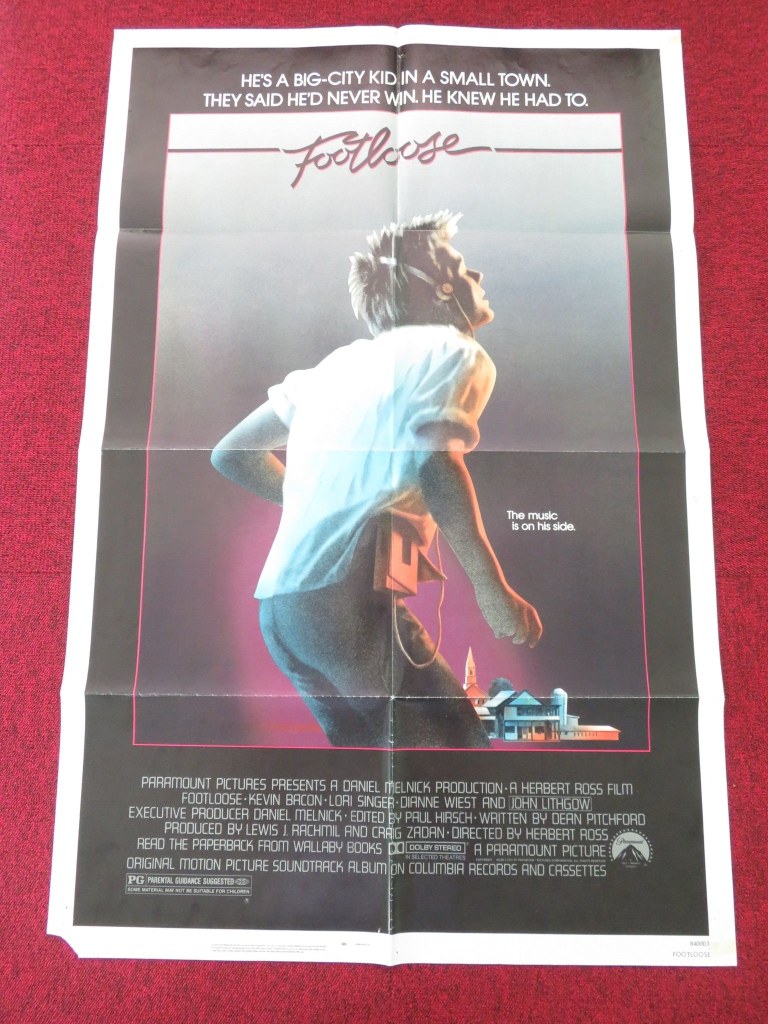 FOOTLOOSE FOLDED US ONE SHEET POSTER KEVIN BACON LORI SINGER 1984 Movie posters