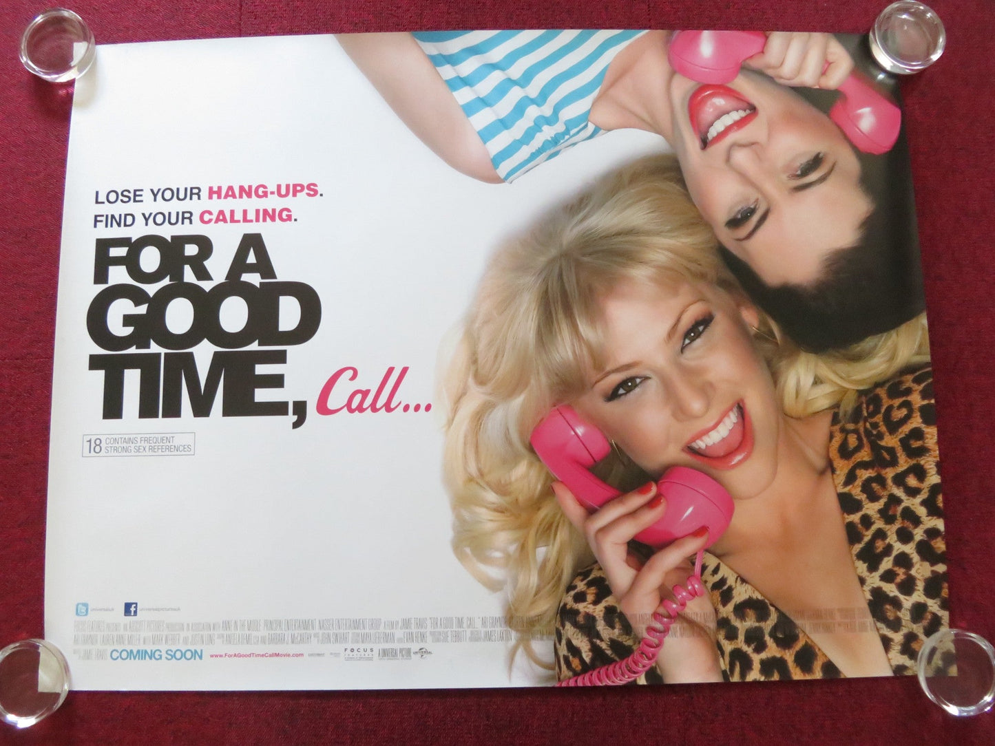 FOR A GOOD TIME, CALL... UK QUAD ROLLED POSTER ARI GRAYNOR JUSTIN LONG 2012 Rendezvous Cinema Movie posters