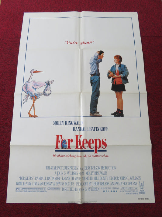 FOR KEEPS FOLDED US ONE SHEET POSTER MOLLY RINGWALD RANDALL BATINKOFF 1988 Rendezvous Cinema Movie posters