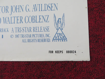 FOR KEEPS FOLDED US ONE SHEET POSTER MOLLY RINGWALD RANDALL BATINKOFF 1988 Rendezvous Cinema Movie posters