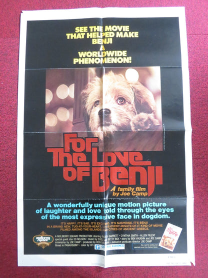 FOR THE LOVE OF BENJI - B FOLDED US ONE SHEET POSTER PATSY GARRETT 1978 Rendezvous Cinema Movie posters
