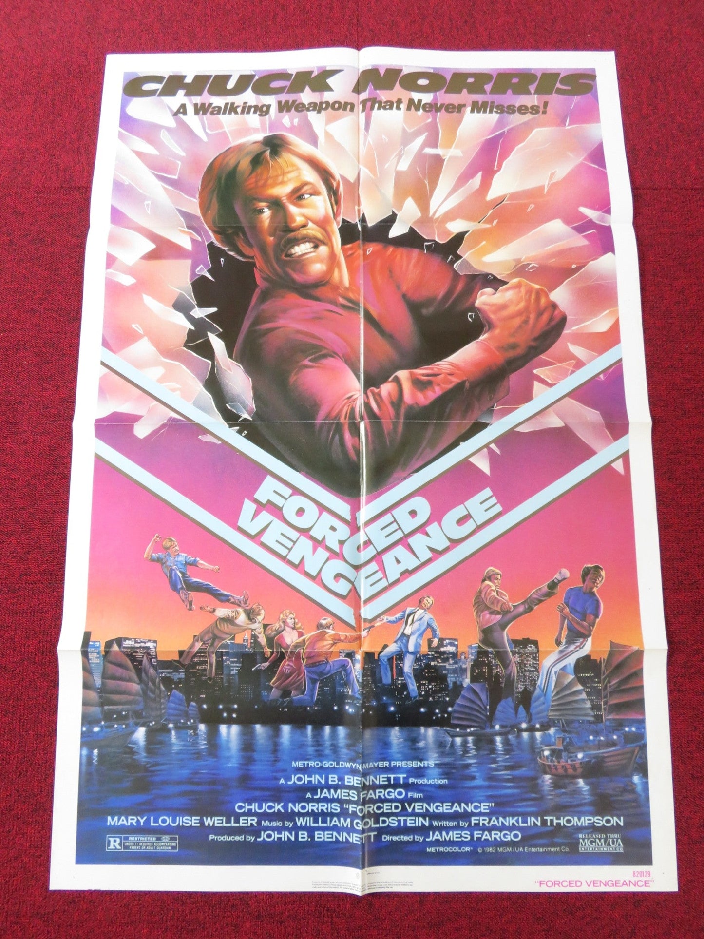 FORCED VENGEANCE FOLDED US ONE SHEET POSTER CHUCK NORRIS MARY LOUISE WELLER 1982 Rendezvous Cinema Movie posters