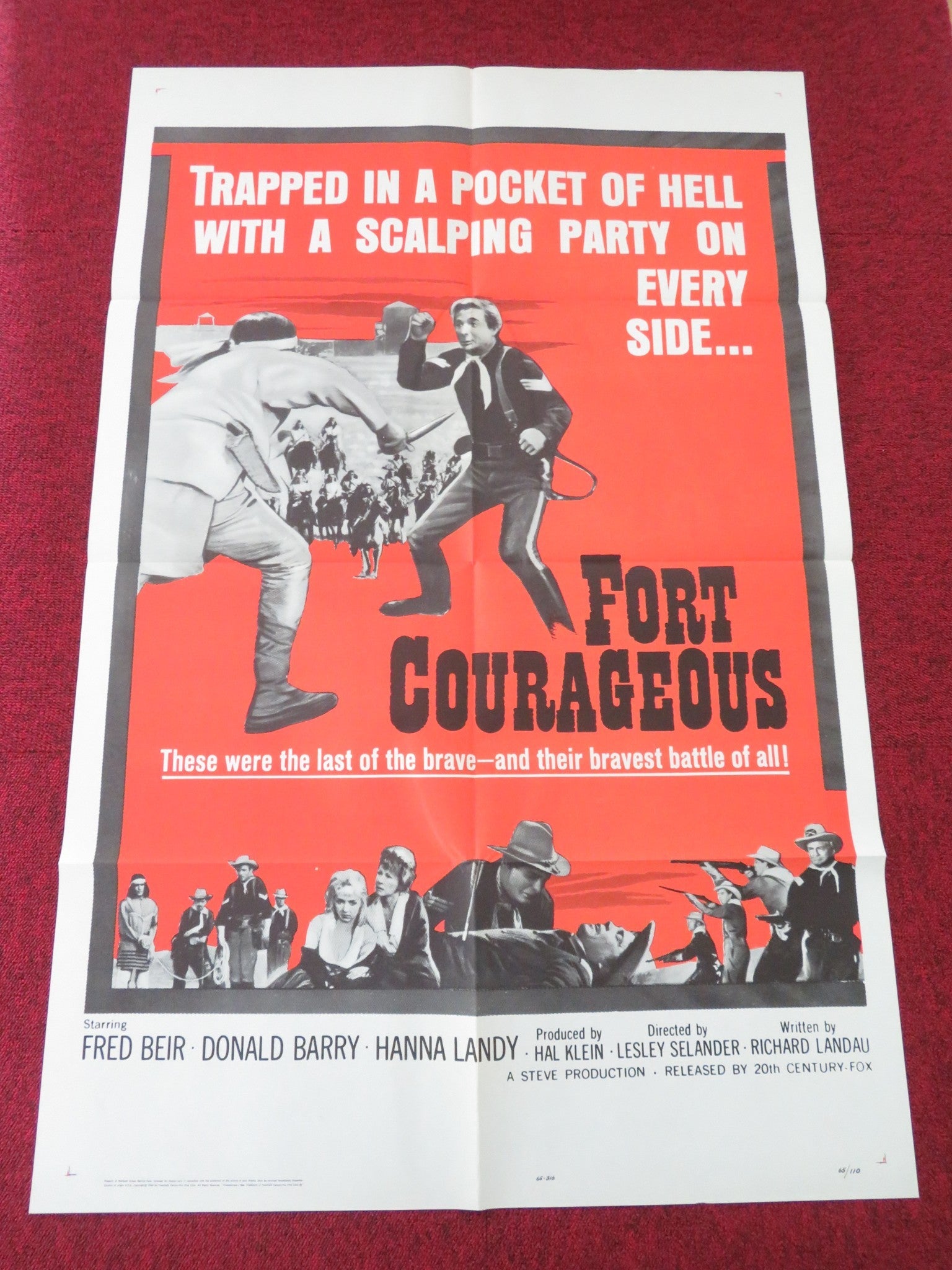 FORT COURAGEOUS FOLDED US ONE SHEET POSTER FRED BEIR DONALD BARRY 1965 Movie posters