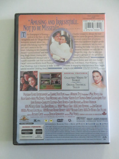 Four Weddings and a Funeral (DVD) Hugh Grant Andie MacDowell 1994 Region 1 Movie posters