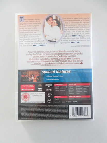 FOUR WEDDINGS AND A FUNERAL (DVD) HUGH GRANT ANDIE MACDOWELL 1994 REGION 2 Movie posters