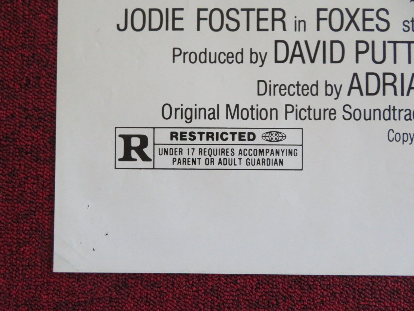 FOXES - STYLE B FOLDED US ONE SHEET POSTER JODIE FOSTER SCOTT BAIO 1980 Rendezvous Cinema Movie posters