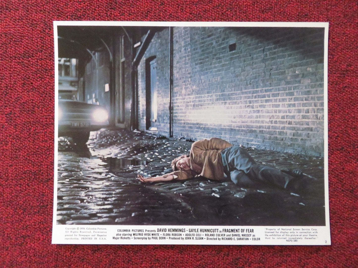 FRAGMENT OF FEAR - 2 LOBBY CARD DAVID HEMMINGS GAYLE HUNNICUTT 1970 Rendezvous Cinema Movie posters