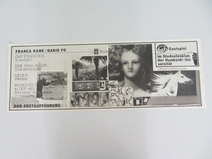 FRANCA RAME / DARIO FO GERMAN ROLLED POSTER DAS ERWACHEN EINE FRAU 1980 Movie posters