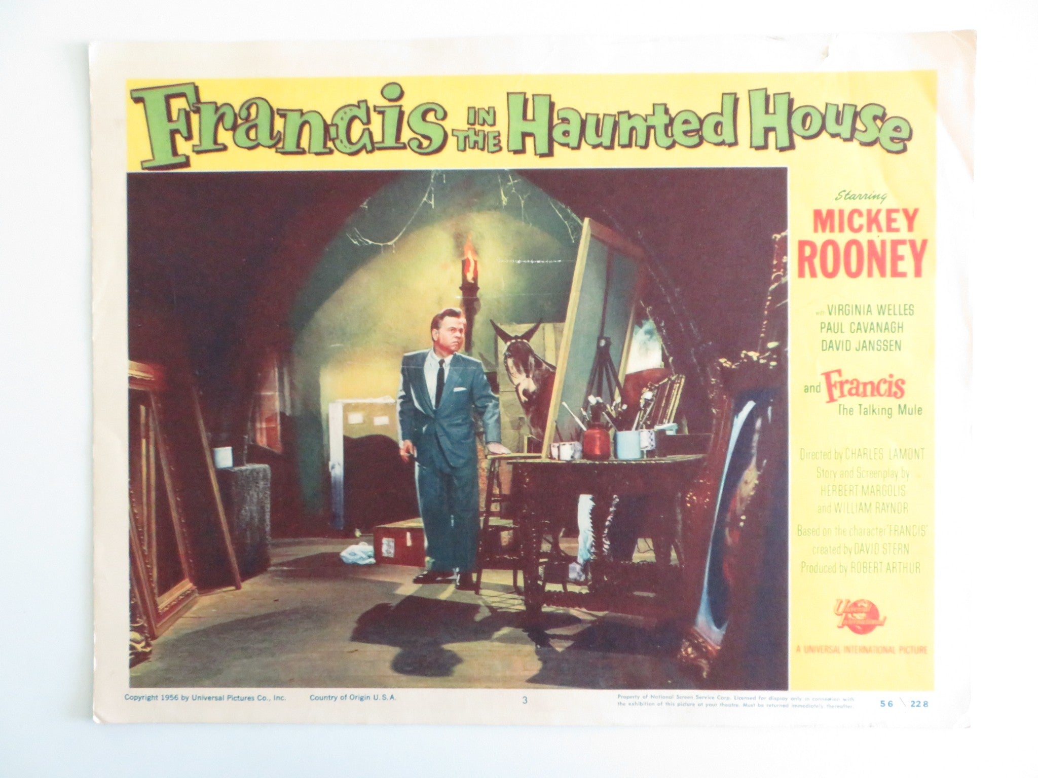 FRANCIS IN THE HAUNTED HOUSE - #3 LOBBY CARD MICKEY ROONEY VIRGINIA WE ...