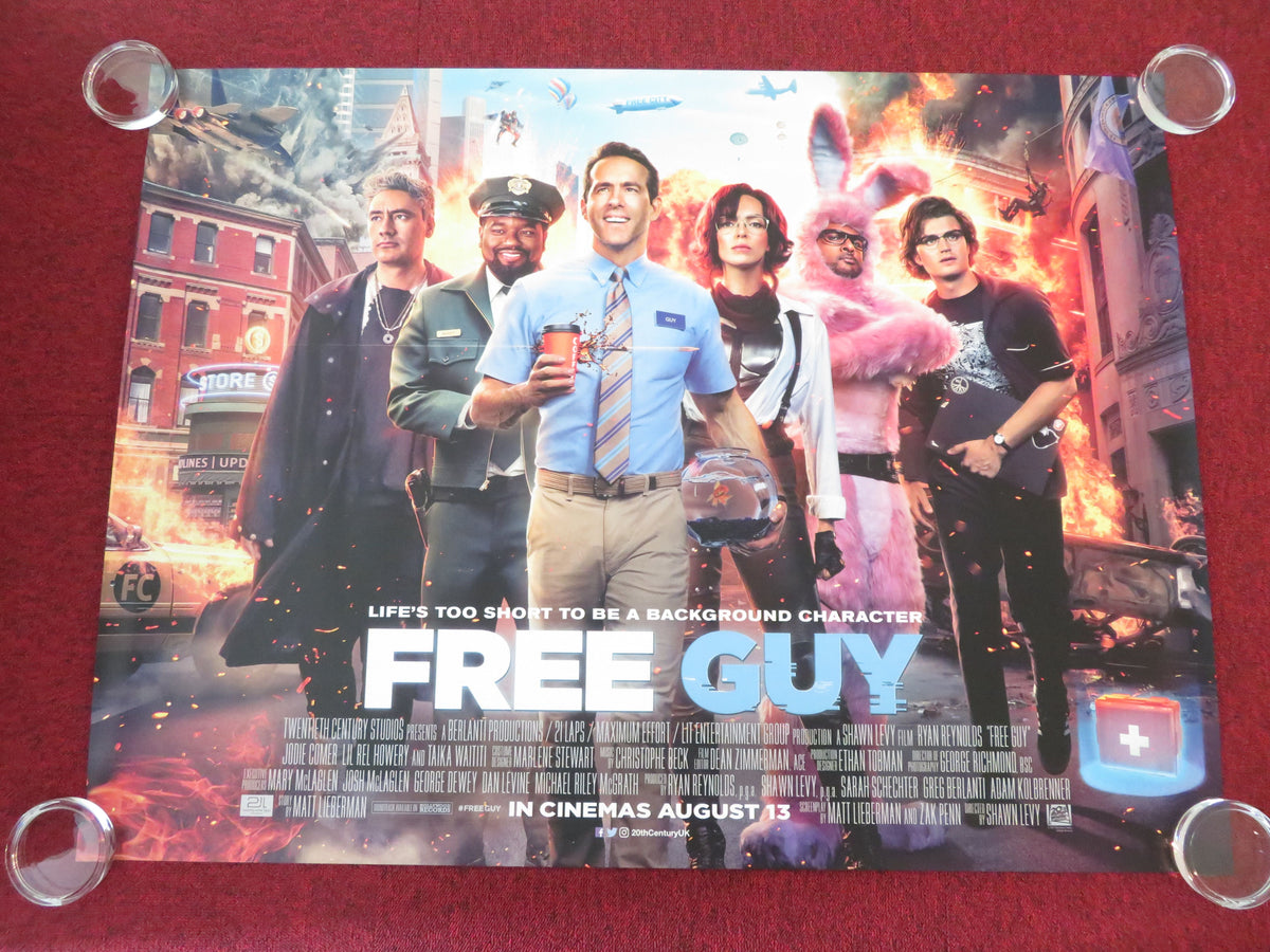 Free Guy UK Quad Rolled Poster Ryan Reynolds Jodie Comer 2021 Movie posters