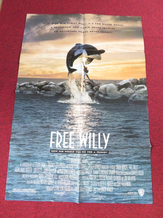 FREE WILLY - B FOLDED US ONE SHEET POSTER JASON JAMES RICHTER 1993 Rendezvous Cinema Movie posters