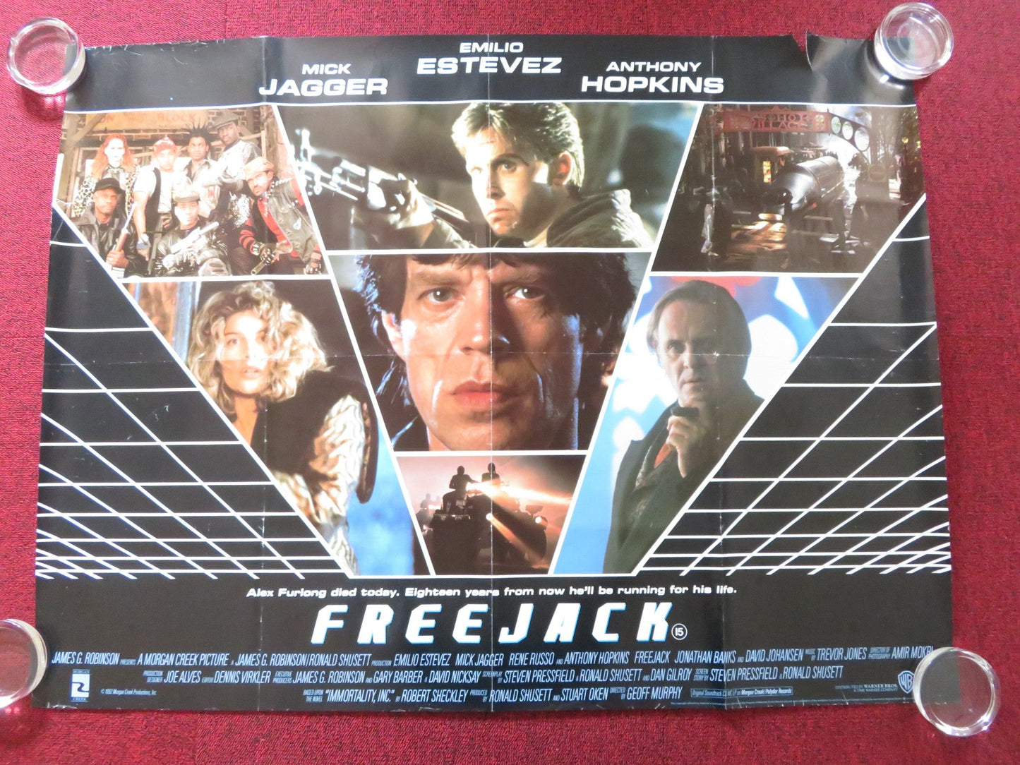 FREEJACK UK QUAD ROLLED POSTER MICK JAGGER EMILIO ESTEVEZ 1992 Rendezvous Cinema Movie posters