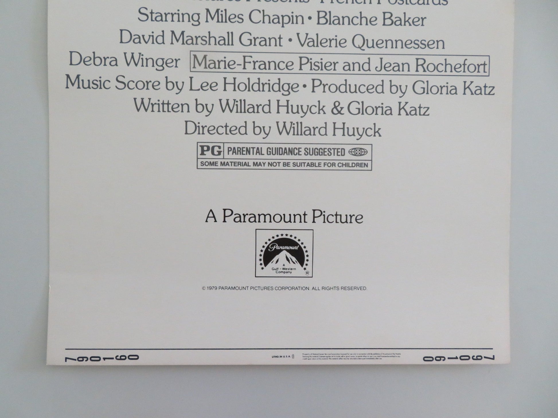 FRENCH POSTCARDS US INSERT POSTER MILES CHAPIN BLANCHE BAKER 1979 Movie posters