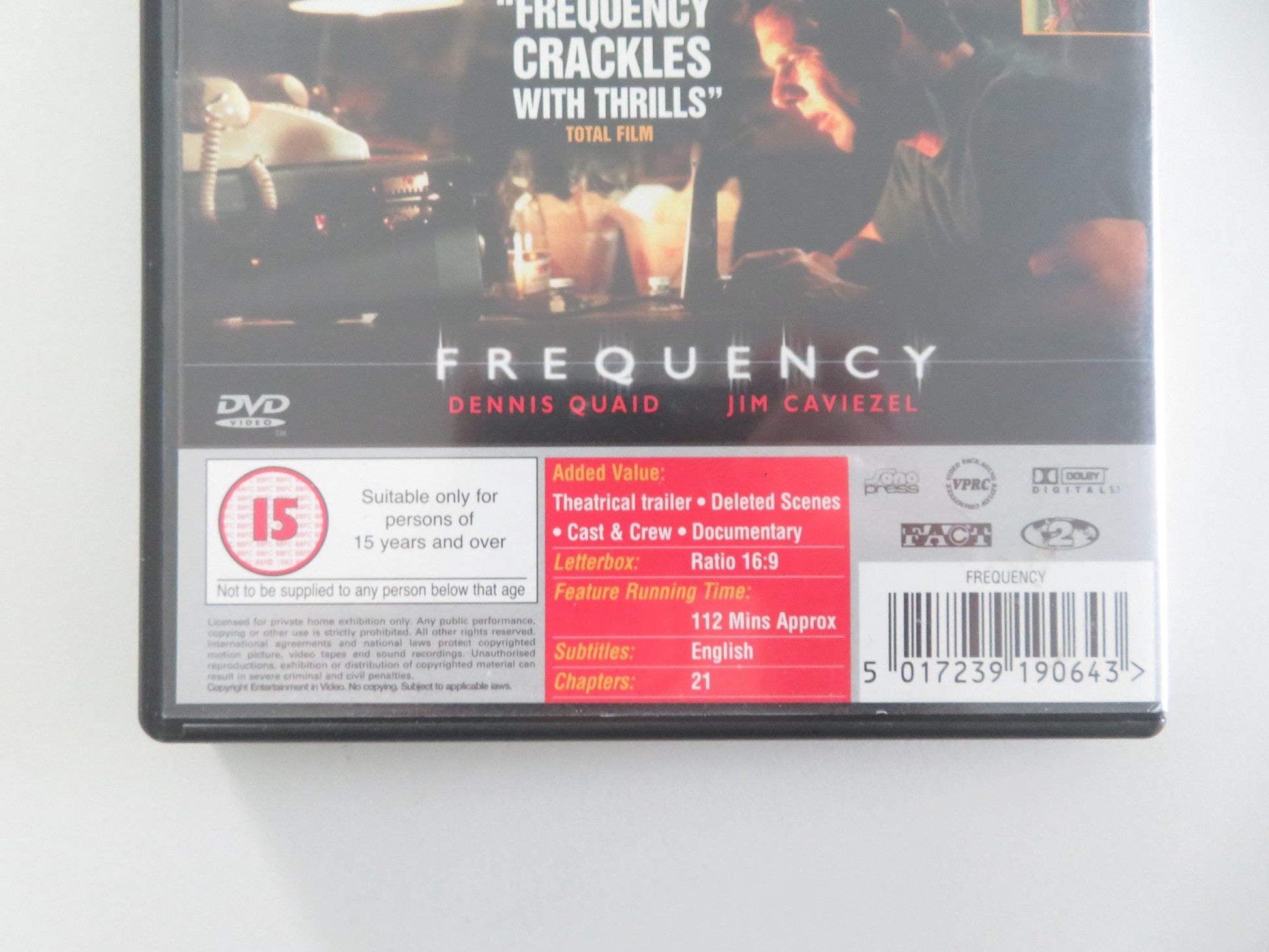 FREQUENCY (DVD) DENNIS QUAID JIM CAVIEZEL 2000 REGION 2 Movie posters