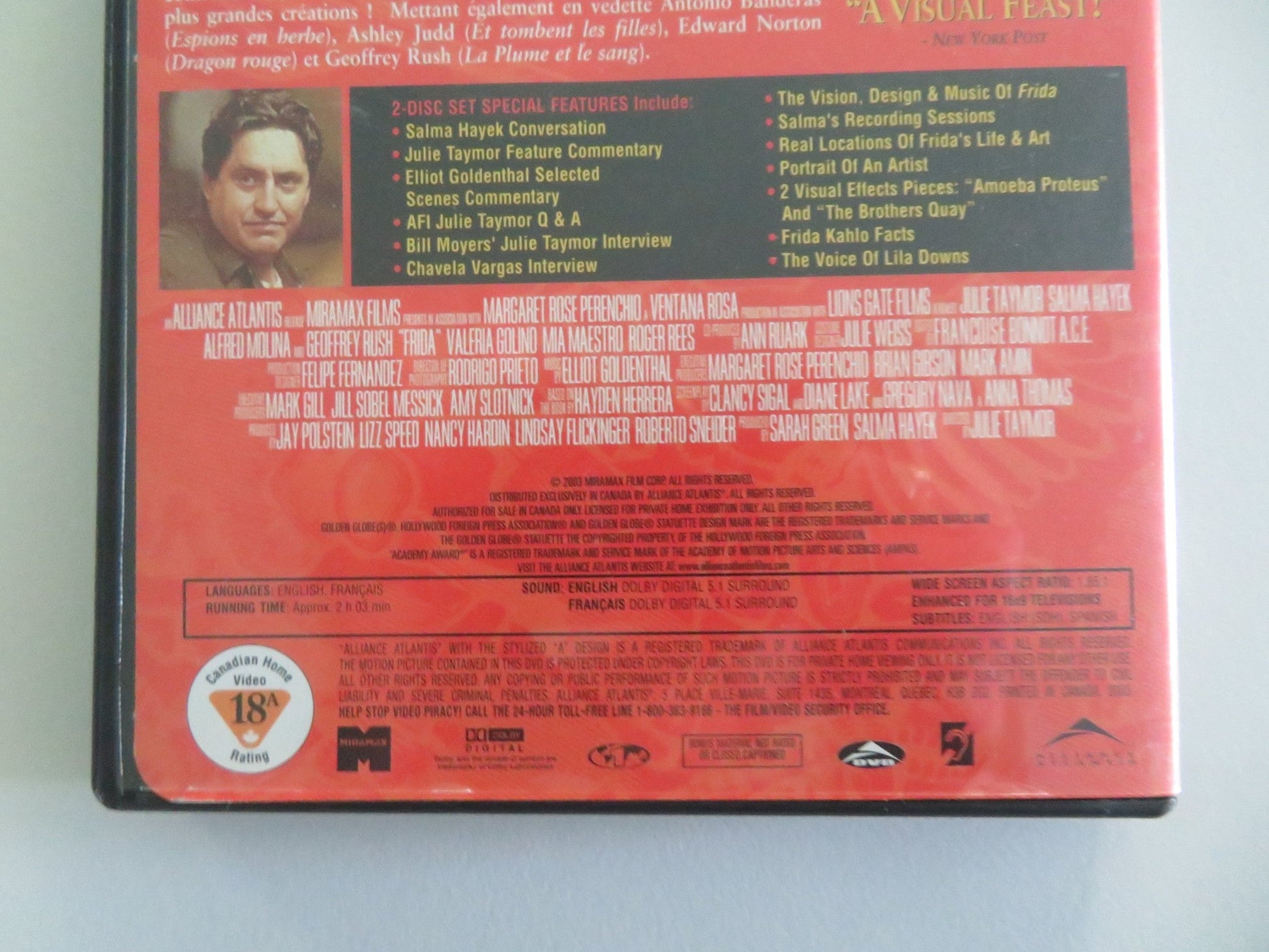 Frida (DVD) Salma Hayek Diego Luna Alfred Molina 2002 Region 1 Movie posters